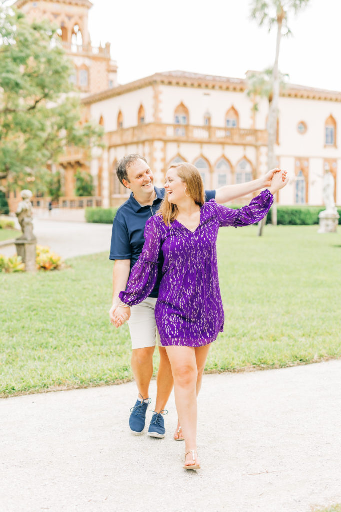 Engagement session outside the Ringling Museum in Sarasota, Florida